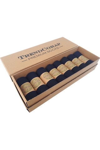 Trendcorap Premium 8'li Dikişsiz Bambu Erkek Spor Bilek Patik Çorap Lacivert