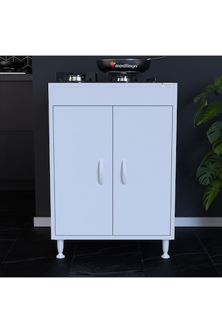 Ege 59,6 X 85 X 56 Cm Gömme Ankastre Ocak Ve Çift Raflı Mutfak Dolabı Beyaz