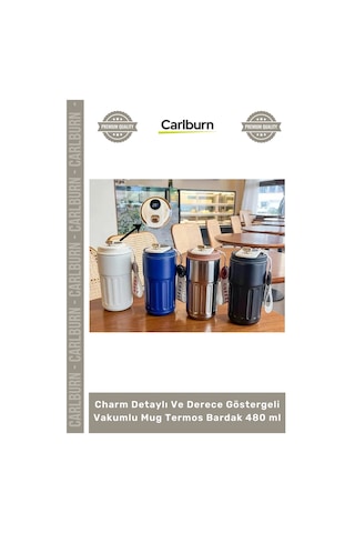 Termos Dijital Isı Yalıtımlı Çift Katmanlı Charm Detaylı Derece Göstergeli Vakumlu Mug Termos Barda
