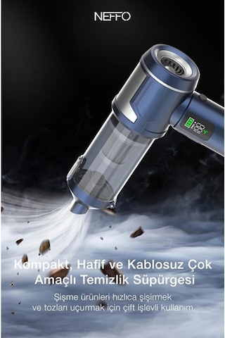 17000pa Güçlü Mini Ultra Güçlü Göstergeli Araç İçi Şarjlı Süpürge