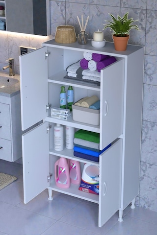 Eliusta Nuve Geniş Depolama Alanlı Dolap 80 Cm Banyo/mutfak Çok Fonksiyonlu 80x138x32,5 Cm Saklama Dolabı Beyaz
