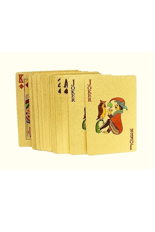 Schulzz BossVegas Euro Şeklinde Su Geçirmez PVC Altın İskambil