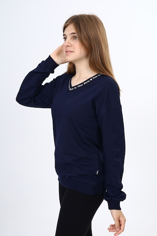 Toontoy Kız Çocuk Okul Baskılı Sweatshirt Lacivert