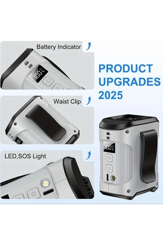 Xuweiwei Gri Beyaz Taşınabilir Hızlı Soğutma Fanlı Güç Bankası Şarj Edilebilir Batarya El Feneri Kamp Ofis Kullanımı