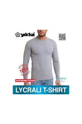 Yıldız 87 Gri Likralı Uzun Kollu Erkek Tişört Atlet