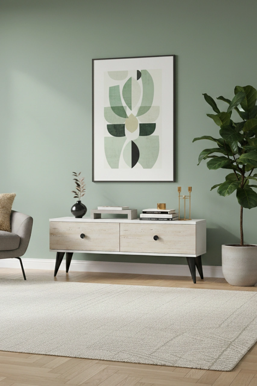 Tsa1202bt - Mona Tv Stand Beyaz-traverten 120cm Beyaz