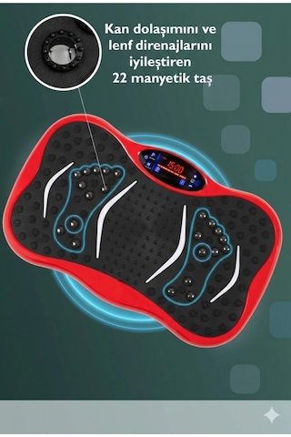 3d 5 Programlı Titreşimli Spor Kondisyon Fitness Egzersiz Aleti Vipration Plate - Kırmızı
