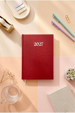 Lizy 2027 Günlük Planlayıcı Ajanda 17x24 Cm Ciltbezi Sert Kapak Bordo
