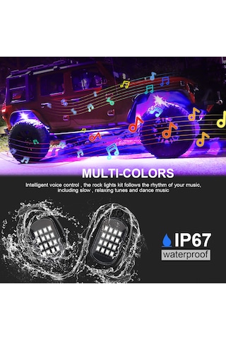 Symbee 12v Rgb Araba Tabanca Lambaları - 4'lü Set, App+24 Tuşlu Kumanda, 16m Renk, Yüksek Parlaklık, 5050 Led