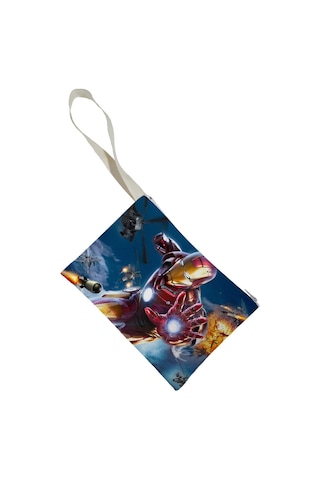 Unisex Iron Man Desenli Portföy Clutch Çanta