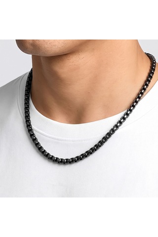 Beycen Aksesuar Oval Arnavut Erkek Çelik Kolye 5mm 55cm Siyah 3902eck027 Çok Renkli