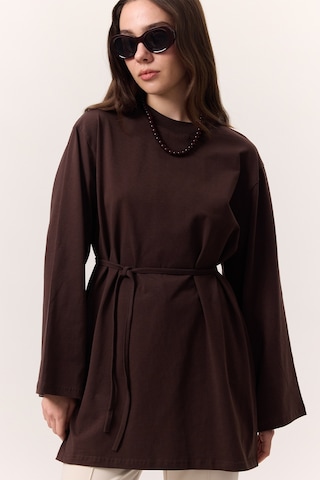 Bağlama Detaylı Oversıze Tshırt Acı Kahve Acı Kahve Kahverengi