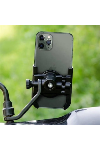 Sunup 03-h2 Motosiklet Telefon Tutucu Standı Tutacağı Aynaya Sabitlenir Siyah