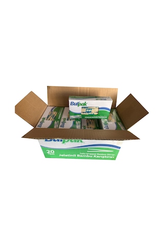 Burpak Jelatinli Tahta Ahşap Bambu Karıştırıcı Çubuk Kaşık - 12 Cm. - 200 Adetlik 20 Paket Kahverengi