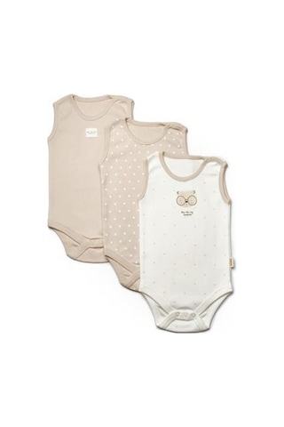 Ebek 3lü Askılı Badi Kutu Set %100 Organik Pamuk, Bebek Ve Yenidoğan Serisi -csy8119 Ekru-vizon Ekru - Vizon