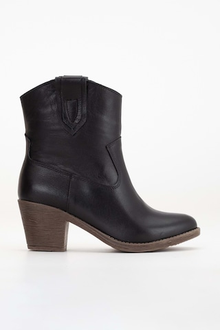 Analin Shoes Kadın Hakiki Deri Western Kovboy Bot Siyah