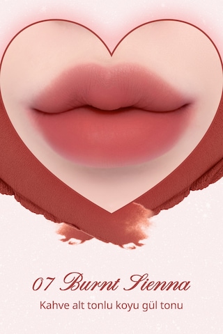 Dasique Kalp Tasarımlı Yoğun Pigmentli Köpük Yapılı Kadife Bitiş Sunan Ruj Souffle Color Pot 07 Burnt Sienna 07 Burnt Sienna