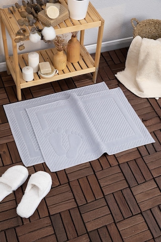 Leoline %100 Pamuk Premium 2'li Ayak Havlusu - Gri Gri