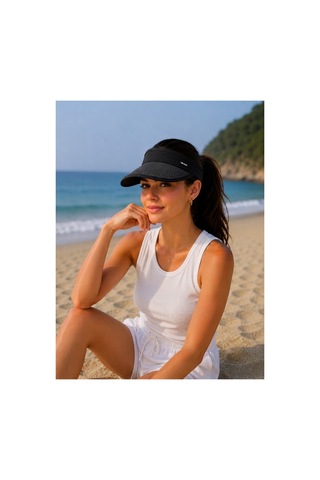 Flex Fashıon Uzatmalı Vizör Tepesi Açık-tesettüre Uygun-boyutu Ayarlanabilir-ithal Hasır Şapka-güneş Koruyucu Başlık, Siyah - 892857915 Siyah - 892857915 Siyah