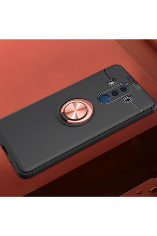 Huawei Mate 10 Pro Kılıf Yüzüğü Stant Ve Araç Tutucu Olabilen Şık Esnek Premium Silikon Kapak Ryc/ravel Siyah - Rose Gold