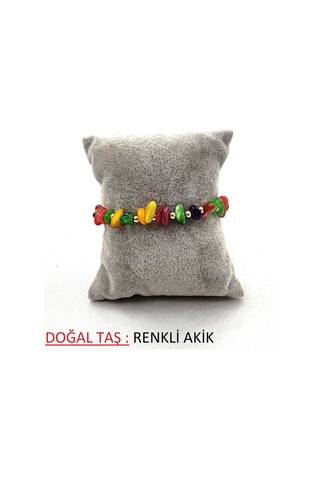 Kırık Doğal Taş Ayarlanbilir Bileklik Çok Renkli