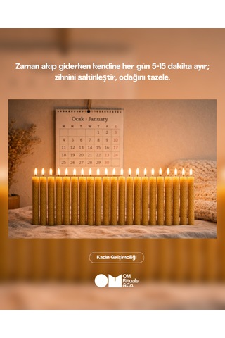 21 Gün Meditasyon Seti %100 Doğal Bal Mumu Mum 21 Adet Ritüel & Niyet Mumları Sarı