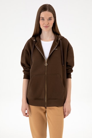 U.S. Polo Assn. Kadın Kahverengi Şardonlu Kapüşonlu Sweatshırt 50314130-VR029