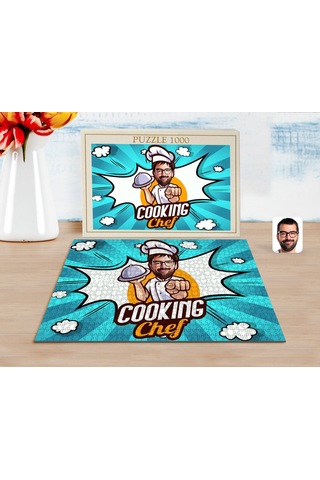 Bk Gift Kişiye Özel Erkek Chef Karikatürlü 1000 Parça Profesyonel Puzzle-15
