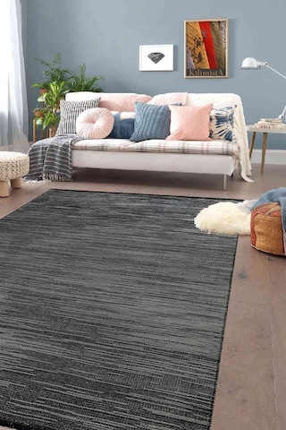 Kilimista Milano Ml101 Antrasit Leke Tutmaz Antialerjik Yıkanılabilir Dokuma Dekoratif Halı Kilim