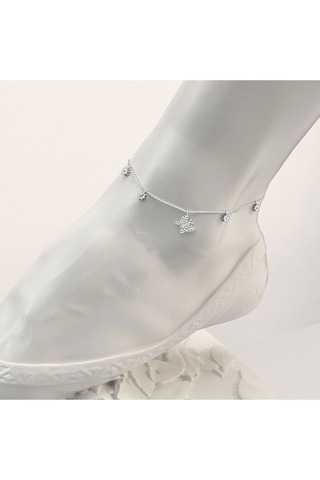 İndigo Takı Minik Kelebek Beyaz Gümüş Halhal Çok Renkli