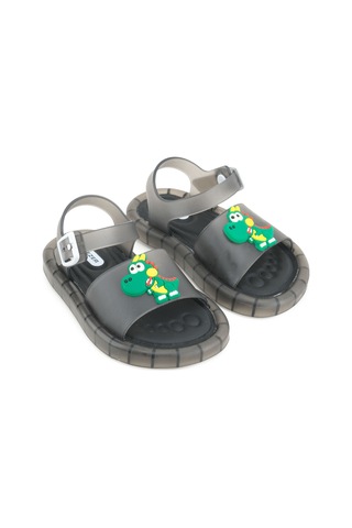 Gezer Yazlık Erkek Çocuk Suni Deri Işıklı Rahat Taban Ayarlanabilir Dino Sandalet Siyah