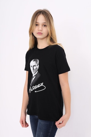 Toontoy Kids Toontoy Unisex Çocuk Atatürk Baskılı Tişört Siyah