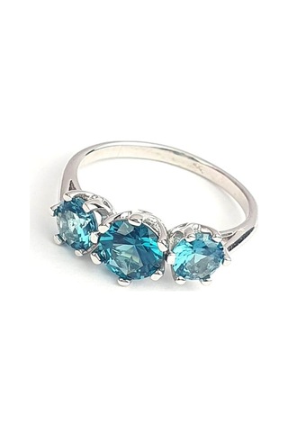 Sky Diamond Blue Creative Sapphire 925 Ayar Gümüş Lüks Tria Yüzük (519209497)