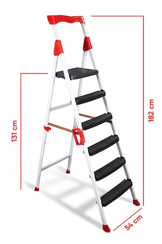 Elegance 5+1 Geniş Basamaklı Kolay Taşıma Aparatlı Merdiven Kaliteli Paslanmaz 5+1 Basamaklı