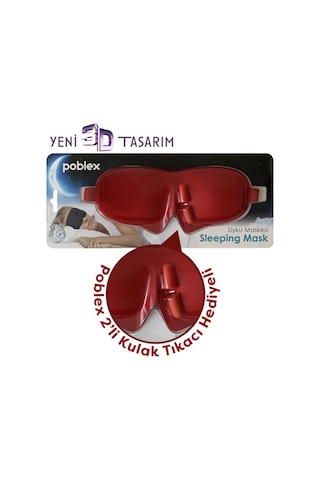 Poblex Uyku Maskesi 3D + Köpük Kulak Tıkacı Kırmızı