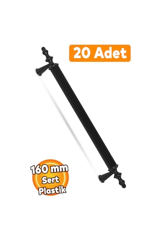 20 Adet Polavit 160 Mm Siyah Mobilya Mutfak Çekmece Dolap Dolabı Kulpu Kulbu Kulpları Sert Plastik Siyah