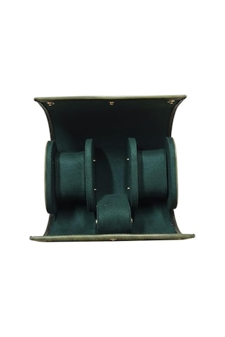 3'lü Deri Saat Kutusu Silindir Tasarım Taşınabilir Saat Saklama Organizer 24x11x7 Cm Haki Diğer