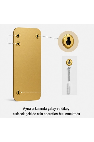 Modern Yuvarlatılmış Köşeli Boy Aynası 40x120 Cm Minimalist İnce Çerçeveli Dekoratif Duvar Aynası Altın
