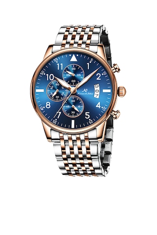 Kronen&söhne Blauform Mavi Kadran Rose Gold Çelik Erkek Kol Saati Gümüş - Rose Gold - Mavi