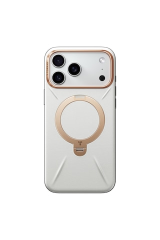 Torras Apple iPhone Uyumlu 17 Pro O Stand Spin Vegskin Serisi Magsafe Kılıf Gri