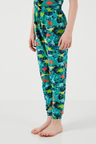 Lela Desenli % 100 Pamuk Bisiklet Yaka Erkek Çocuk Pijama Takımı 6651003 Yeşil