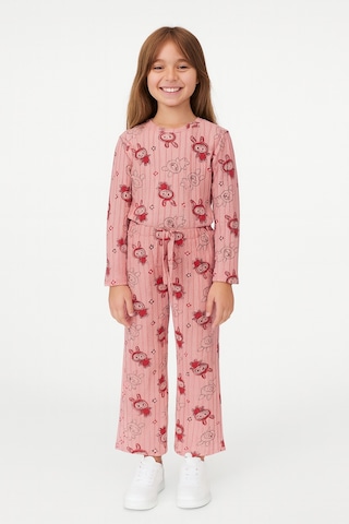 Kız Çocuk Pijama Altı Beli Lastikli Tavşan Baskılı Yavruağzı