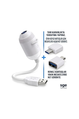 Sge Teknoloji 20 Renkli 4 Siyah Beyaz Desenli Usb Led Projektör Gece Lambası 360 Derece Ayarlanabilir