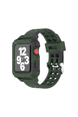 Wozlo Apple Uyumlu Watch 1, 2, 3, 4, 5, 6, 7, 8, Se Kasa Koruma 38/40/41mm Spor Kordon Kayış- Kamuflaj Haki