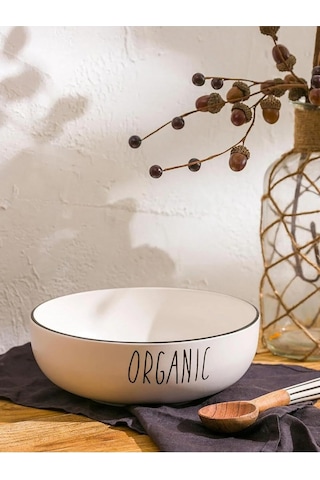 W Home Baskılı Seramik Salata Kasesi 20 Cm, Siyah