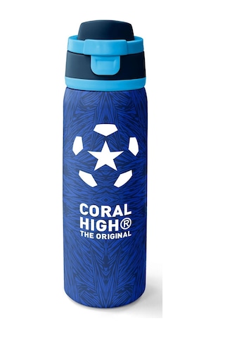 Coral High 800 Ml Erkek Çocuk Lacivert Mavi Futbol Desenli Pipetli Ve Direkt İçim Çelik Termos/matara - 38557 Lacivert - Mavi