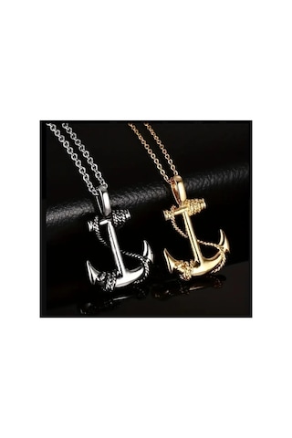 Yıwushı 1 Adet Vintage Boy's Navy Anchor Hip Hop Titanyum Çelik Çapa Kolye Gümüş Rengi