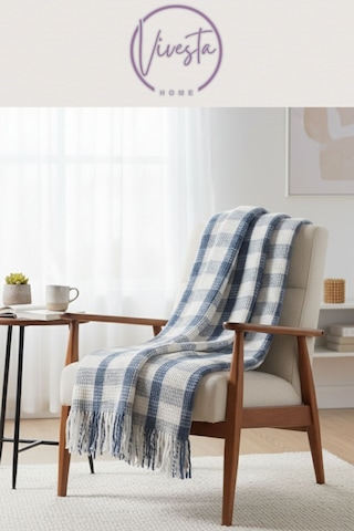 Scotch Battaniye 180 220 Cm Lüks, Yumuşacık Ve Sıcak Tutucu Konfor Battaniyesi Mavi - Beyaz