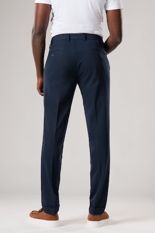 Ecer Slimfit Beli Yarım Lastikli Likralı Duble Paça Yazlık Kumaş Pantolon Lacivert
