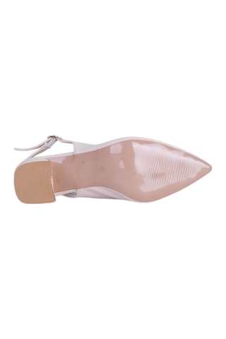 Esracan 2806 5cm Slingback Kadın Topuklu Ayakkabı Krem